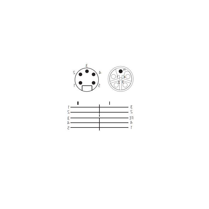 M12 5Pin 母头90°L-coded转7/8"5Pin 公头直型A-coded、双端预铸PUR柔性电缆、黑色护套、64L885-XXX